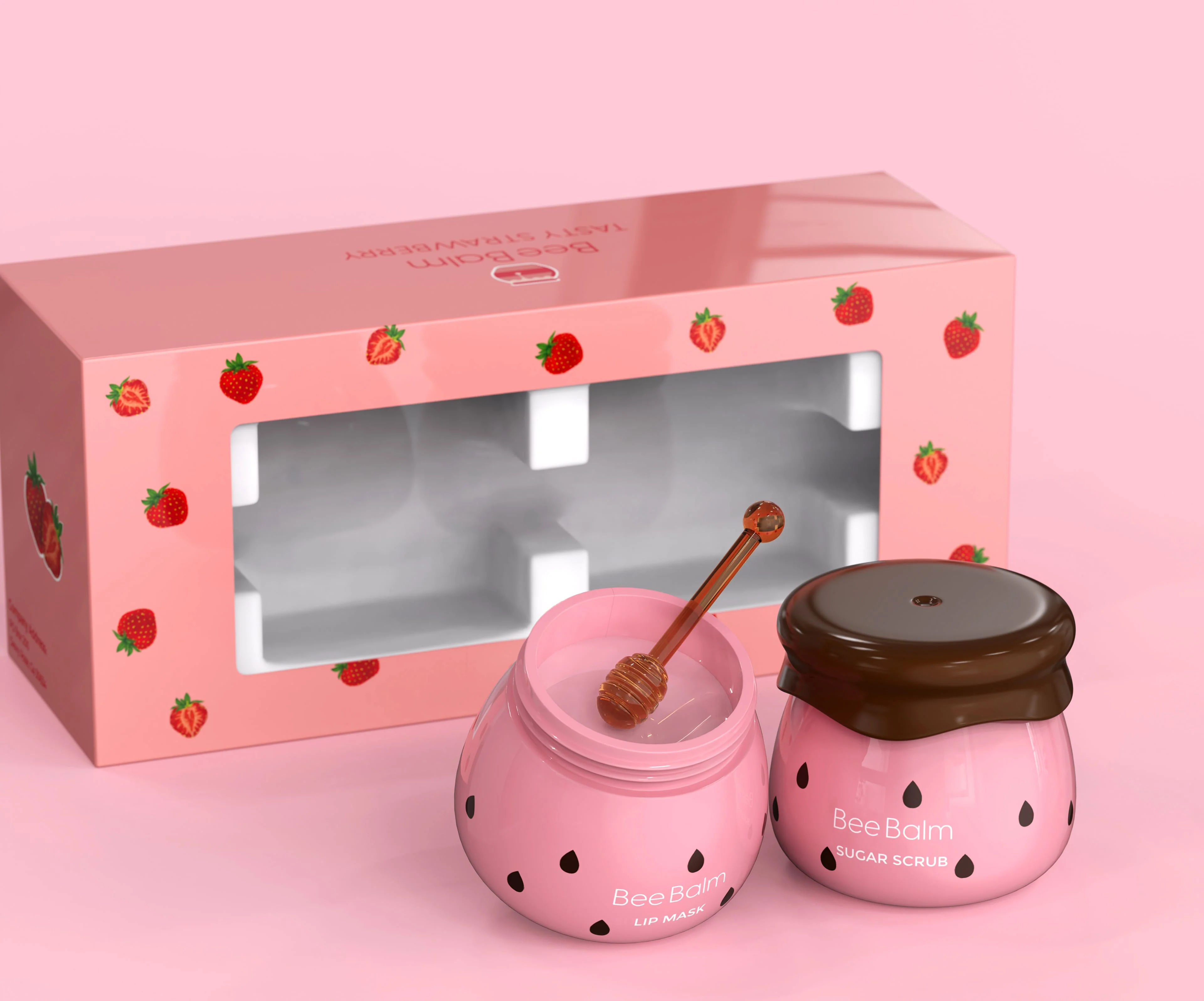Strawberry Lip Mask + Sugar Scrub Set - Image 3